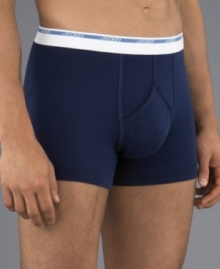 Stay-put style for the on-the-go guy. The cuffed and contoured leg opening on this three-pack of Jockey boxer briefs will keep you comfortable no matter where the day takes you. Stay-put style for the on-the-go guy. The cuffed and contoured leg opening on this three-pack of Jockey boxer briefs will keep you comfortable no matter where the day takes you.