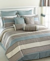 A contemporary look defines this Franklin comforter set, featuring a mod square design in a soothing palette. Comes complete with an expansive assortment of coordinating components.