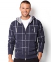 Get ready for fall with this windowpane check hoodie from Nautica.