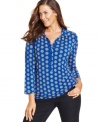 For chic work look, team your trousers with Alfani's three-quarter-sleeve plus size top-- it's an Everyday Value!