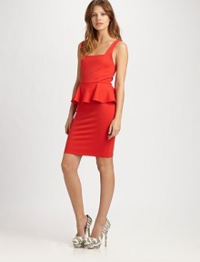 EXCLUSIVELY AT SAKS. A flirty peplum accentuates the waist of this vibrant squareneck sheath.FittedWide strapsSquareneckBodice dartsCenter back zipperAbout 21 from natural waist59% linen/35% viscose/6% silkDry cleanImportedModel shown is 5'8½ (174cm) wearing US size 4.