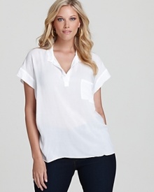 A dressed-up version of the classic tee, this Splendid Plus top features a collar and a patch pocket for an elevated approach to wardrobe basics.