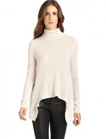 THE LOOKTurtleneckPullover styleLong sleevesAsymmetrical hemTHE FITAbout 31 from shoulder to longest point of hemTHE MATERIALCashmereCARE & ORIGINDry cleanImportedModel shown is 5'11 (180cm) wearing US size Small. THE LOOKTurtleneckPullover styleLong sleevesAsymmetrical hemTHE FITAbout 31 from shoulder to longest point of hemTHE MATERIALCashmereCARE & ORIGINDry cleanImportedModel shown is 5'11 (180cm) wearing US size Small.