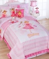 Perfect pink princess! Every little girl will feel like a princess with this comforter set featuring the famous children's book character Pinkalicious. Various shades of pink, applique details and ruffled edges create a fun and playful look.