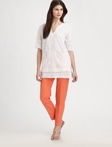 A classic cuffed design that also happens to offer the coveted pop of color, making this a true must-have.Hook-and-eye closureFront pocketsCuffed hemBack waist dartsInseam, about 30Rise, about 1196% cotton/4% elastaneDry cleanImported of Italian fabric Model shown is 5'10 (177cm) wearing US size 4. A classic cuffed design that also happens to offer the coveted pop of color, making this a true must-have.Hook-and-eye closureFront pocketsCuffed hemBack waist dartsInseam, about 30Rise, about 1196% cotton/4% elastaneDry cleanImported of Italian fabric Model shown is 5'10 (177cm) wearing US size 4.