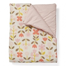 Blossoms in pink, peach and coral with green and grey leaves on a white background reverses to a fun pink and white dot pattern.The American Academy of Pediatrics and the U.S. Consumer Product Safety Commission have made recommendations for safe bedding practices for babies. When putting infants under 12 months to sleep, remove pillows, quilts, comforters, and other soft items from the crib. Blossoms in pink, peach and coral with green and grey leaves on a white background reverses to a fun pink and white dot pattern.The American Academy of Pediatrics and the U.S. Consumer Product Safety Commission have made recommendations for safe bedding practices for babies. When putting infants under 12 months to sleep, remove pillows, quilts, comforters, and other soft items from the crib.