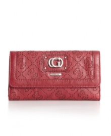 Get clever with the Lively wallet - GUESS creates a quatrefois-inspired embossed design with its signature G and finishes the look with faux diamond quilting. Get clever with the Lively wallet - GUESS creates a quatrefois-inspired embossed design with its signature G and finishes the look with faux diamond quilting.