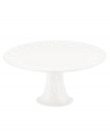 An elegant white-on-white pattern, embossed vine motif and interior glaze adorn this medium cake stand from Lenox dinnerware. The dishes from the Opal Innocence Carved collection get the dessert table set for refined dining every day. Qualifies for Rebate