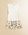 Sweet little rosettes are abloom on this crisp, clean knit with frilly flutter sleeves.CrewneckShort flutter sleeves60% cotton/40% viscoseMachine washImported