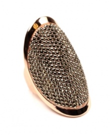 Judith Jack's signature sparkling marcasite embellishes this elegant oval-shaped cocktail ring. Set in rose gold over sterling silver. Size 7.