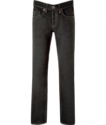 Add instant cool factor to your casual look with these slim jeans from True Religion - Classic five-pocket styling, decorative back pockets with logo detail, straight leg, slim fit - Pair with a tee and a blazer or a cashmere sweater Add instant cool factor to your casual look with these slim jeans from True Religion - Classic five-pocket styling, decorative back pockets with logo detail, straight leg, slim fit - Pair with a tee and a blazer or a cashmere sweater