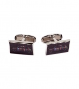 Bring some quirky-cool style to your formal look with these ultra-cool cufflinks from Paul Smith - Silver-tone cufflinks with striped car graphic - Pair with a sleek suit and a striped button down