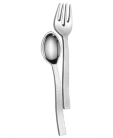 A mirror-finished serving fork and spoon segue into hammered handles for a touch of chic style to go with leafy salads, pasta and more. From Towle. A mirror-finished serving fork and spoon segue into hammered handles for a touch of chic style to go with leafy salads, pasta and more. From Towle.
