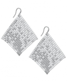 Disco chic. These shimmering mesh earrings from Alfani add the spark your evening wardrobe needs. Crafted in silver tone mixed metal. Approximate drop: 3 inches. Disco chic. These shimmering mesh earrings from Alfani add the spark your evening wardrobe needs. Crafted in silver tone mixed metal. Approximate drop: 3 inches.