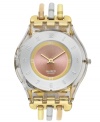 A harmonious blend of warm tones create a lovely effect on this elegant Tri-Gold collection Swatch watch.