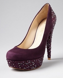 For a blushing bride or any important gala, these Enzo Angiolini platform pumps shine, with rhinestone-studded heels, backs and platforms that make your every step sparkle beautifully. For a blushing bride or any important gala, these Enzo Angiolini platform pumps shine, with rhinestone-studded heels, backs and platforms that make your every step sparkle beautifully.