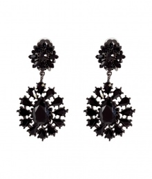 Stash away your studs and go for drama with R.J.Grazianos crystal drop earrings, perfect for giving your look a glamorous modern edge - Blackened frames with prong set black crystals - Wear with swept up hair as a finishing touch to cocktail dresses Stash away your studs and go for drama with R.J.Grazianos crystal drop earrings, perfect for giving your look a glamorous modern edge - Blackened frames with prong set black crystals - Wear with swept up hair as a finishing touch to cocktail dresses