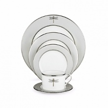 Kate Spade and Lenox join together to bring ease, elegance and understated wit to the table. June Lane is a graceful pattern adorned with a centered dragonfly design, complimented by an elegant accent plate depicting the wings of a dragonfly. Dishwasher safe. Kate Spade and Lenox join together to bring ease, elegance and understated wit to the table. June Lane is a graceful pattern adorned with a centered dragonfly design, complimented by an elegant accent plate depicting the wings of a dragonfly. Dishwasher safe.