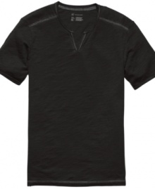 It's time to step-up your t-shirt style with this cool split neck tee from INC International Concepts.