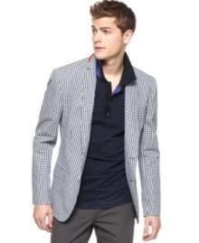 Your cool collegiate look is complete with this plaid blazer from Sons of Intrigue. Your cool collegiate look is complete with this plaid blazer from Sons of Intrigue.