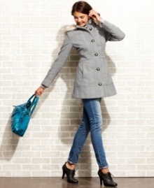 Esprit mixes faux fur trim and herringbone tweed to create a cute coat with a modern, menswear-inspired feel.