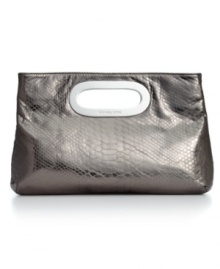 Rock the night away with this sleek croc-embossed leather clutch from MICHAEL Michael Kors. Punctuated with a peek-a-boo handle, it's perfectly sized for your out-on-the-town essentials. Rock the night away with this sleek croc-embossed leather clutch from MICHAEL Michael Kors. Punctuated with a peek-a-boo handle, it's perfectly sized for your out-on-the-town essentials.