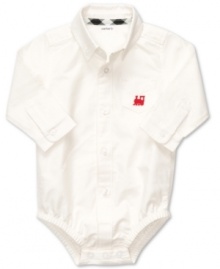 When he has to look his best, dress him up in first dress shirt bodysuit by Carter's.