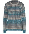 Take an iconic stance on this seasons love for chunky knits with Missonis super soft tonal striped pullover - Rounded neckline, long sleeves, chunky ribbed knit, ribbed trim - Long, lean fit - Team with form-fitting separates and statement ankle boots