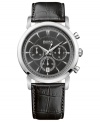 An office attire essential in black and silver: a handsome dress watch from Hugo Boss.