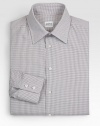 Sharp, tailored fit woven in lightweight, mini-checked cotton for a timeless look.Button-frontModified point collarCottonDry cleanImported