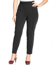 Lend an elegant finish to your casual looks with Style&co.'s plus size ponte pants, featuring an elastic waist for a comfy fit.