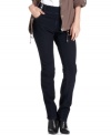 Style&co. Jeans dresses up this skinny denim with a triple-button side tab at the waist and a chic dark wash.