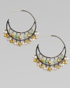 EXCLUSIVELY AT SAKS.COM Delicate double hoops of blackened sterling silver dangle tiny beads of Peruvian opal, cultured pearls and 18k gold in this delightful design.Peruvian opal Cultured pearls 18k yellow gold Sterling silver Diameter, about ½ Post back Imported