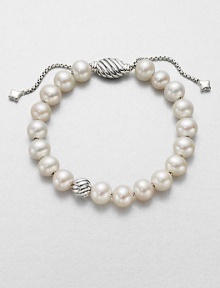 From the Spiritual Bead Collection. Luminous white freshwater pearls on a sterling silver box chain with sterling silver cabled bead accents. 8mm white freshwater pearlsSterling silverDiameter, about 7.75 adjustableBead closureImported From the Spiritual Bead Collection. Luminous white freshwater pearls on a sterling silver box chain with sterling silver cabled bead accents. 8mm white freshwater pearlsSterling silverDiameter, about 7.75 adjustableBead closureImported
