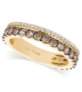 Two rows of stunning sparkle. Le Vian's beautiful ring features round-cut chocolate diamonds (9/10 ct. t.w.) and white diamonds (1/5 ct. t.w.) in 14k gold. Size 7.
