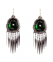 These glamorous earrings are an ultra-chic addition to any outfit - Stunning drop earrings with a large, luxe emerald stone, crystals, and pearl grey metal fringe detailing - Style with elevated basics for day or with cocktail-ready attire for evening - Made by famous jewelry genius and celeb favorite Alexis Bittar These glamorous earrings are an ultra-chic addition to any outfit - Stunning drop earrings with a large, luxe emerald stone, crystals, and pearl grey metal fringe detailing - Style with elevated basics for day or with cocktail-ready attire for evening - Made by famous jewelry genius and celeb favorite Alexis Bittar