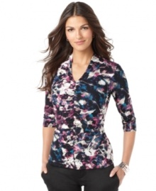Make your outfit pop with this petite printed Alfani top. This versatile piece looks polished with skirts, dress pants and jeans, and is offered at an unbelievable price! (Clearance) Make your outfit pop with this petite printed Alfani top. This versatile piece looks polished with skirts, dress pants and jeans, and is offered at an unbelievable price! (Clearance)