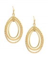 Style that pulls you in. These orbital earrings from Charter Club feature drops in oval silhouettes. Crafted in gold tone mixed metal. Approximate drop: 1-3/4 inches.