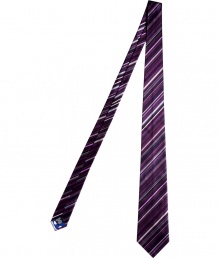 Bring vibrant style to your workweek look with this purple striped tie from Paul Smith Accessories - Modern look with tonal striping - Pair with a dark colored suit and lace-up dress shoes for office-ready polish