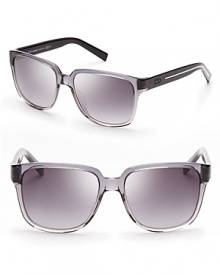 For him or for her, these slick gray-to-clear wayfarers have that added Dior dose of fashion, with logo temples and metallic details. For him or for her, these slick gray-to-clear wayfarers have that added Dior dose of fashion, with logo temples and metallic details.