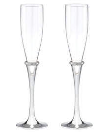 Bands of sparkling rhinestones and silver-plated stems lend modern glamor to Devotion champagne flutes, a beautiful wedding gift from Lenox. Qualifies for Rebate Bands of sparkling rhinestones and silver-plated stems lend modern glamor to Devotion champagne flutes, a beautiful wedding gift from Lenox. Qualifies for Rebate