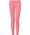 Embrace springs penchant for pastels in Current/Elliotts flamingo skinny jeans - On-trend, 7/8 cut crops at ankles, classic five-pocket style, zip fly, button closure, belt loops - Form-fitting - Pair with chunky knits and flats, or dress up with feminine tops and statement heels