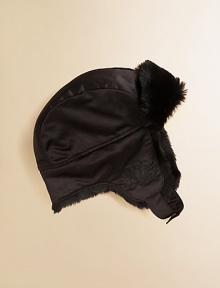 Ralph Lauren's embroidered initials adorn the earflap of an aviator-inspired satin hat with a soft lining for superior warmth and style.Snap flap at the center brim that folds downEarflaps connect to a chin strap with an adjustable snap closureFully linedRaffiaSpot cleanImported Ralph Lauren's embroidered initials adorn the earflap of an aviator-inspired satin hat with a soft lining for superior warmth and style.Snap flap at the center brim that folds downEarflaps connect to a chin strap with an adjustable snap closureFully linedRaffiaSpot cleanImported