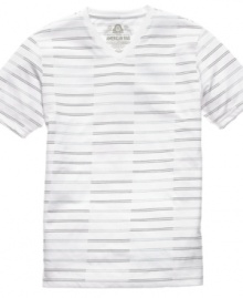 Mix it up. These varied stripes add some action to your basic t-shirt style. Mix it up. These varied stripes add some action to your basic t-shirt style.