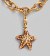 A beautifully detailed, marine-inspired charm is handcrafted and enameled in antique goldplated pewter with handset Swarovski crystals. Bracelet sold separately 1W X 1¾H Made in USA 