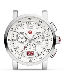 Michele's stainless steel watch is sporty-chic, boasting silver markers and a nautical dial. Come about-- this piece sails from day-to-night without missing a tick.