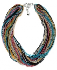 The treasure at the end of the rainbow. With colorful strands of metal chains, this vibrant necklace from GUESS will add some color to a rainy day. Crafted in silver tone mixed metal. Approximate length: 16 inches + 2-inch extender.