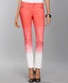 Vibrant dip-dyed color takes center stage on INC's skinny ombre jeans.