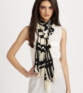 EXCLUSIVELY AT SAKS. Ultra-soft cashmere, woven in a graphic check print.Cashmere31½ X 79Dry cleanImported
