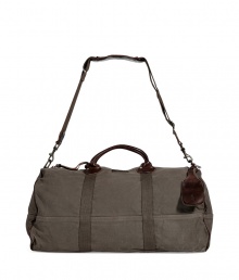 Both rugged and contemporary, Ralph Laurens leather trimmed duffle bag is a classic choice for stashing away your essentials - Dark brown leather trim, double top handles, removable buckled shoulder strap, luggage tag, top zip, inside pocket, durable olive canvas - Pack to the brim for travel, or tote around workout gear for trips to the gym Both rugged and contemporary, Ralph Laurens leather trimmed duffle bag is a classic choice for stashing away your essentials - Dark brown leather trim, double top handles, removable buckled shoulder strap, luggage tag, top zip, inside pocket, durable olive canvas - Pack to the brim for travel, or tote around workout gear for trips to the gym